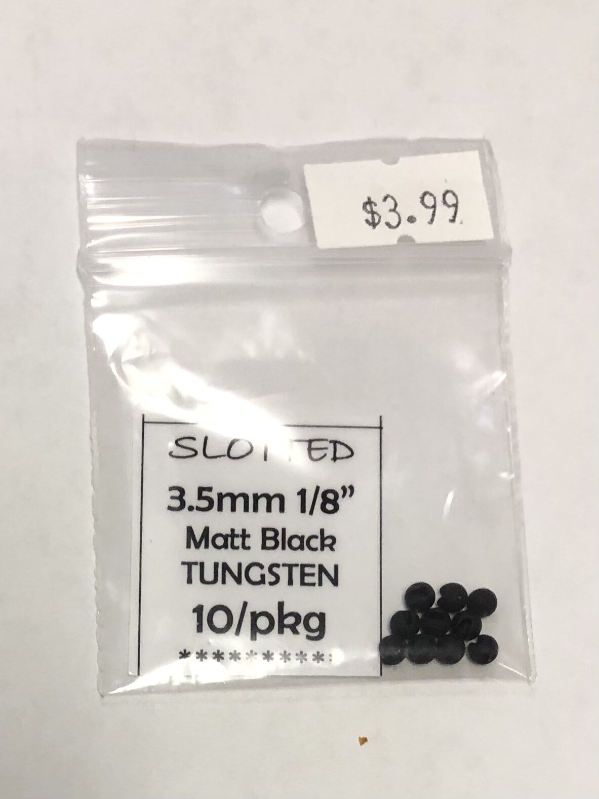 Matte Black Slotted Tungsten Bead 10/PKG - 1/8